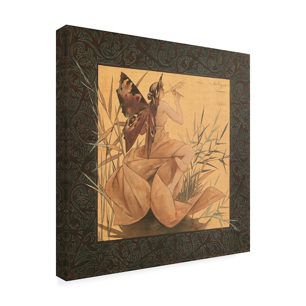 Alexandre De Riquer 'Winged Nymph Blowing Amongst Reeds' Canvas Art,24x24